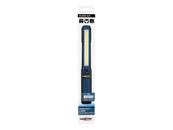 Ansmann WL250B, Käsikokoinen taskulamppu, Musta, Sininen, Painikkeet, IPX3, COB LED, 3 W
