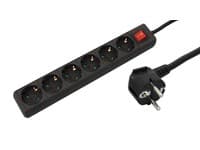 Microconnect GRU0063B, 3 m, Sisätila, Tyyppi F, Tyyppi F, Musta, 6 AC-pistorasia(a)
