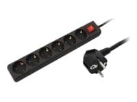 Microconnect GRU0063B, 3 m, Sisätila, Tyyppi F, Tyyppi F, Musta, 6 AC-pistorasia(a)