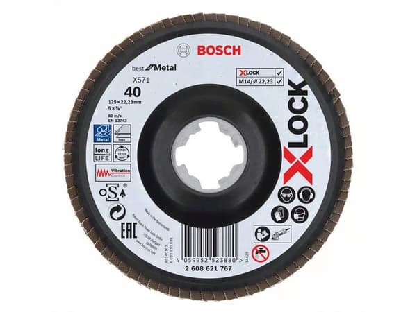 Bosch Best for Metal X571 - Klaffplate - for metall, rustfritt stål - 125 mm - X-LOCK - grovkorn: 40