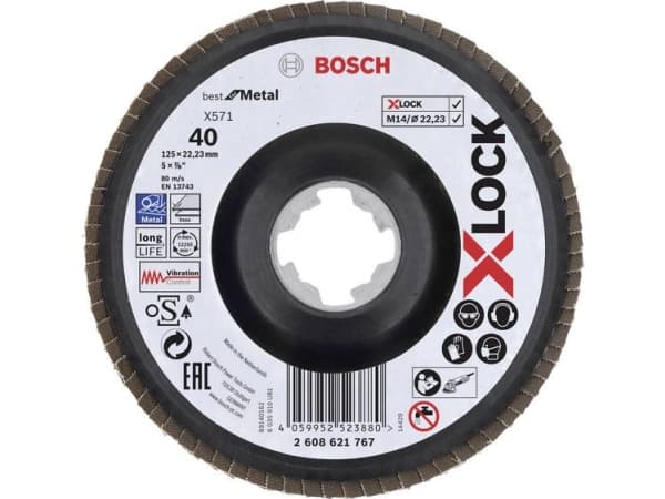 Bosch Best for Metal X571 - Klaffplate - for metall, rustfritt stål - 125 mm - X-LOCK - grovkorn: 40