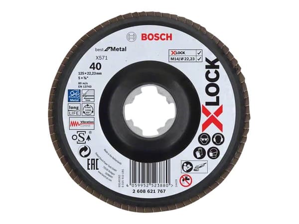 Bosch Best for Metal X571 - Klaffplate - for metall, rustfritt stål - 125 mm - X-LOCK - grovkorn: 40
