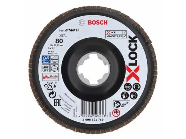 Bosch Best for Metal X571 - Lamellslipskiva - för metall - 125 mm - X-LOCK - rund - grus: 80