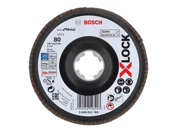 Bosch Best for Metal X571 - Lamellslipskiva - för metall - 125 mm - X-LOCK - rund - grus: 80