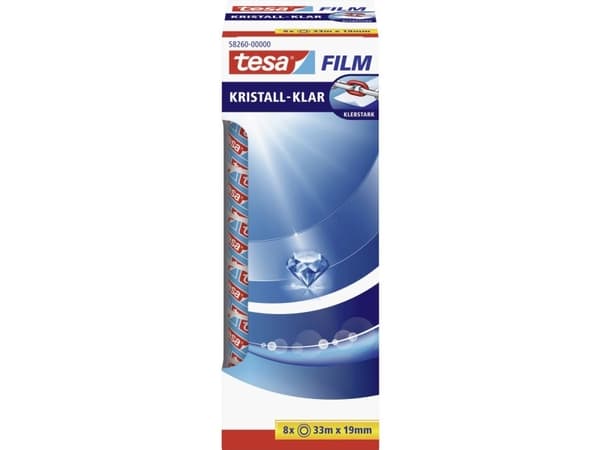tesa 58260-00000-00-00 Teippi kristallinkirkas läpinäkyvä läpinäkyvä (L x S) 33 m x 19 mm 8 kpl