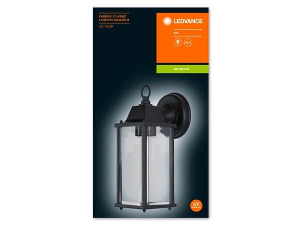 LEDVANCE ENDURA CLASSIC, Vegglys, Sort, Aluminium, IP23, I, Veggmontering
