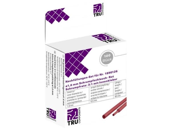 TRU COMPONENTS T1807CA007A Krympeslange med lim Rød 1,60 mm 0,50 mm Krympningshastighed:2:1 100 stk