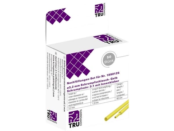 TRU COMPONENTS T1807CA007C Kutistusputket liimalla Keltainen 3,20 mm 1 mm Kutistumisnopeus:2:1 50 kpl