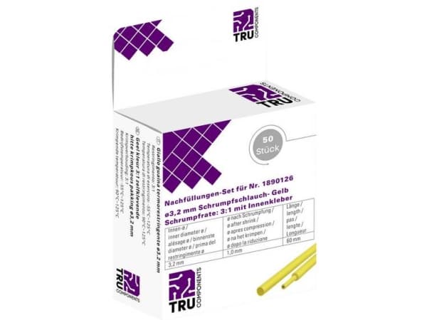 TRU COMPONENTS T1807CA007C Kutistusputket liimalla Keltainen 3,20 mm 1 mm Kutistumisnopeus:2:1 50 kpl