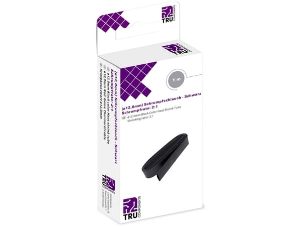TRU COMPONENTS T1904CA033 Kutistusputket ilman liimaa Musta 12 mm 6 mm Kutistumisnopeus:2:1 1 m 1 m