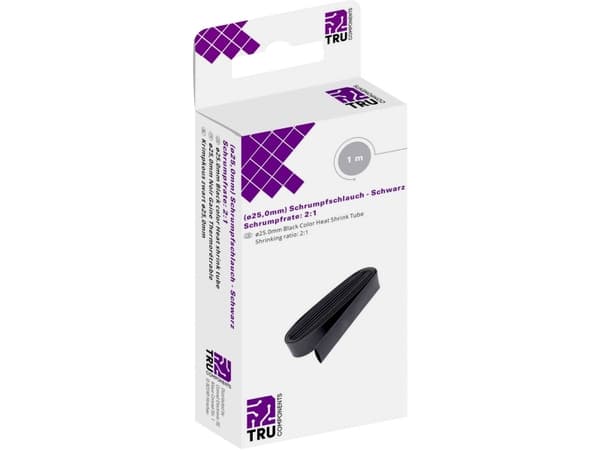TRU COMPONENTS T1904CA034 Kutistusputki ilman liimaa Musta 25 mm 12,50 mm Kutistumisnopeus:2:1 1 m 1 m
