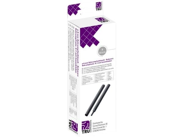 TRU COMPONENTS T1904CA043 Kutistusputket liimalla Musta 8 mm 2 mm Kutistumisnopeus:4:1 3 kpl 3 kpl