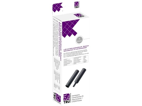 TRU COMPONENTS T1904CA046 Kutistusputket liimalla Musta 32 mm 8 mm Kutistumisnopeus:4:1 1 kpl