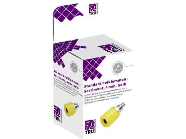 TRU COMPONENTS Laboratoriestik sortiment Tilslutning, indbygning lodret Gul 10 stk