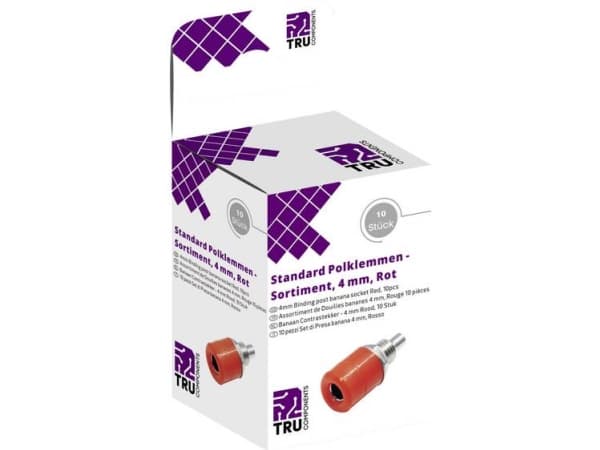 TRU COMPONENTS Laboratoriestik sortiment Tilslutning, indbygning lodret Rød 10 stk