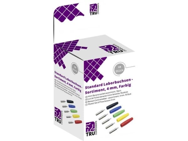 TRU COMPONENTS Laboratoriestik sortiment Kobling, lige Sort, Rød, Blå , Gul, Grøn 10 Teile