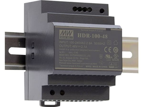 MEAN WELL HDR-100-24N, 85 - 264 V, 100 W, 24 V, RoHS, 70 mm, 54,5 mm