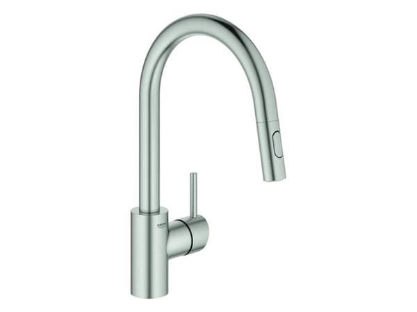 GROHE Concetto, Dra ut, Rustfritt stål, Kran-håndtak, Single/enkelt, Type U, Keramisk