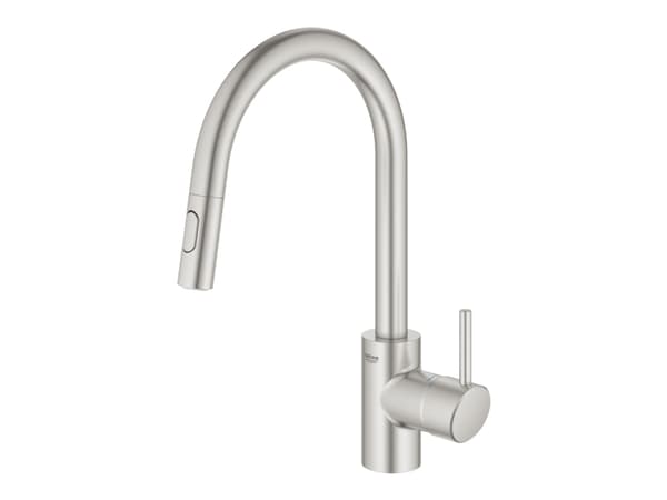 GROHE Concetto, Dra ut, Rustfritt stål, Kran-håndtak, Single/enkelt, Type U, Keramisk