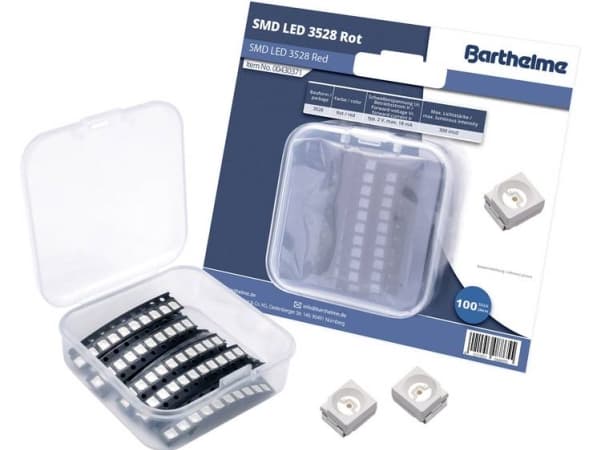 Barthelme SMD LED-sats 3528 röd 300 mcd 120° 18 mA 2 V Bulk