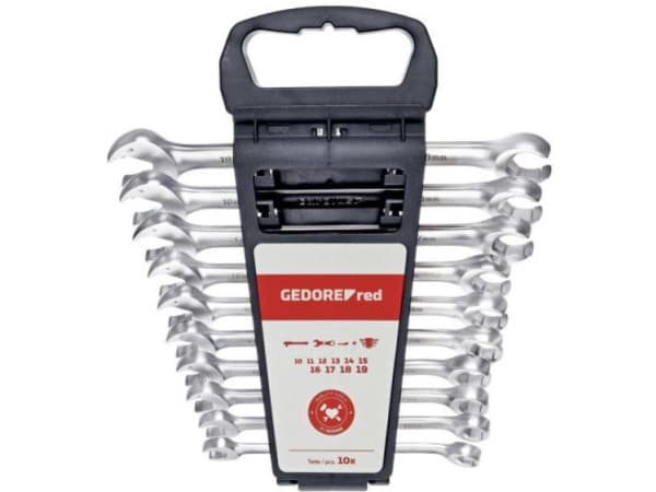 Gedore R05905010, 10,11,12,13,14,15,16,17,18,19 mm, 3/4,7/16,9/16,11/16,13/32,15/32,17/32,19/32,21/32,23/32", Rustfrit stål, Krom-vanadium-stål, Rust