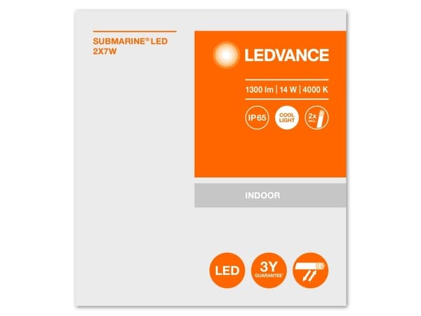 LEDVANCE SUBARINE, 2 pære(r ), LED, G13, 4000 K, 1300 lm, IP65