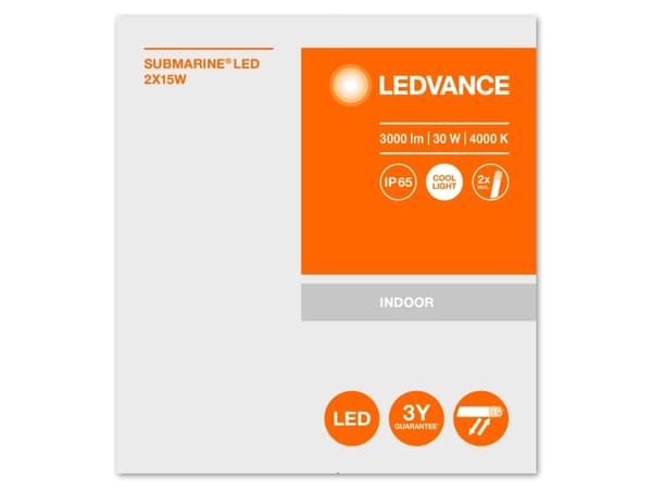 LEDVANCE SUBMARINE, 2 lampor, LED, G13, 4000 K, 3000 LM, IP65