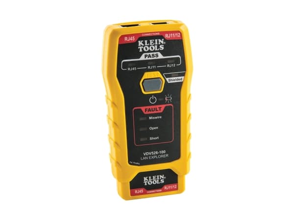 Klein Tools VDV526-100, Vridde par, RJ-11, RJ-12, RJ-45, Overføringstesting, Sort, Gult, CAT3, CAT5e, CAT6/6A, 9 V