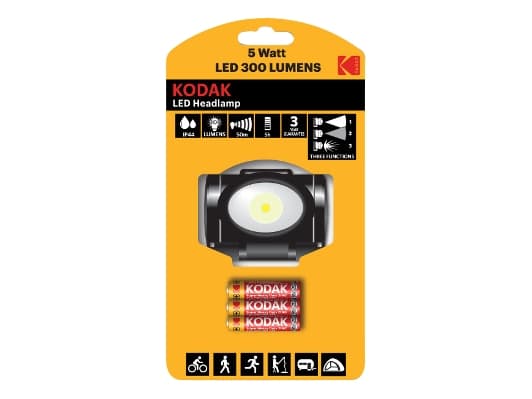 Kodak HEADLAMP 300, Hodebåndslommelykt, Sort, Rød, IP44, LED, 1 lamper, 5 W