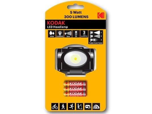Kodak HEADLAMP 300, Hodebåndslommelykt, Sort, Rød, IP44, LED, 1 lamper, 5 W