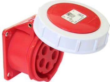 PCE Panel socket 16A 5P 400V 75 x 75 red IP67 POWER TWIST (3152-6)