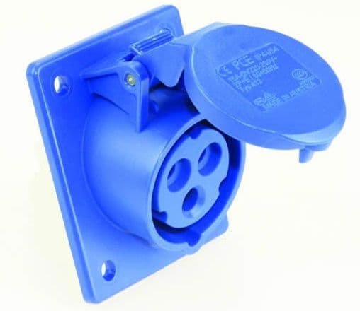 PCE CEE flangeudtag 16A 3p - 6h, IP44/IP54, 70x85 mm, Skrå