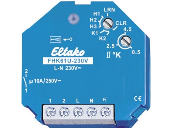 Eltako FHK61U-230V Radiotoimilaite uppoasennettuna Kytkentäteho (max.) 2500 W Kantama max. (vapaassa kentässä) 30 m (30100050)