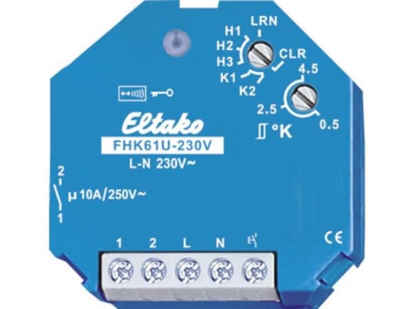 Eltako FHK61U-230V Radiotoimilaite uppoasennettuna Kytkentäteho (max.) 2500 W Kantama max. (vapaassa kentässä) 30 m (30100050)