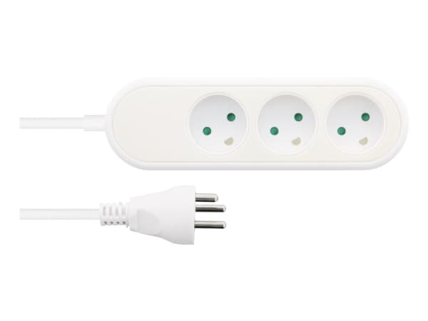 Danish power strip 3 grounded sockets, PVC cable (3x1.5)