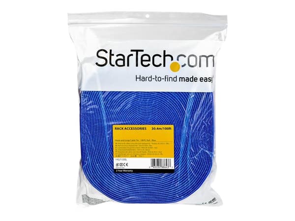 StarTech.com HKLP100BL, Koukullinen ja lenkillinen nippuside, Nailon, Sininen, -10 - 80 °C, 30500 mm, 19 mm