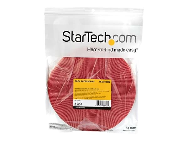 StarTech.com HKLP50RD, Koukullinen ja lenkillinen nippuside, Nailon, Punainen, -10 - 80 °C, 15200 mm, 19 mm