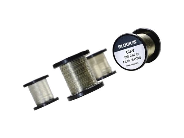 Block Kobbertråd Udvendig diameter (uden isoleringslak): 0,50 mm 46 m 0,10 kg 0,10 kg