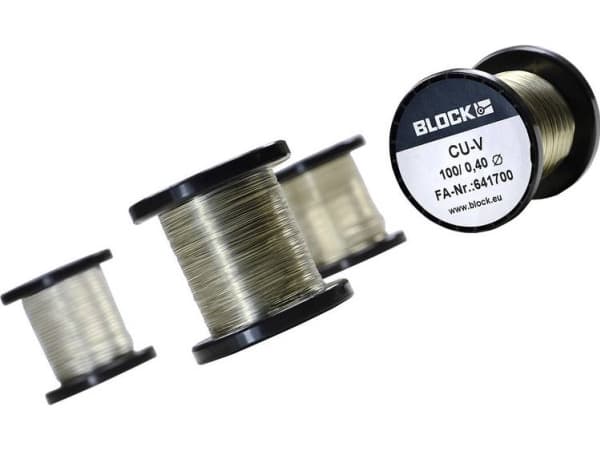 Block Kobbertråd Udvendig diameter (uden isoleringslak): 0,50 mm 46 m 0,10 kg 0,10 kg