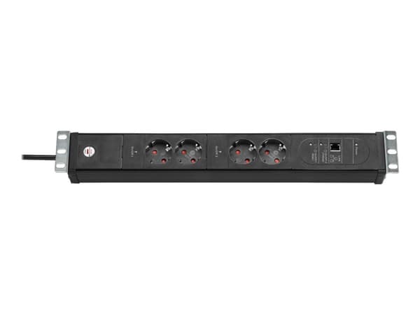 brennenstuhl Premium-Web-Line V3 - Flerkoplingslist (kan monteres i rack) - Ethernet - utgangskontakter: 4 - 19" - 3 m kabel - svart