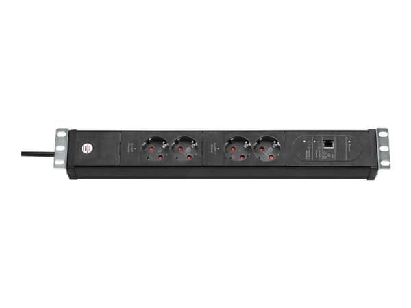 brennenstuhl Premium-Web-Line V3 - Flerkoplingslist (kan monteres i rack) - Ethernet - utgangskontakter: 4 - 19" - 3 m kabel - svart