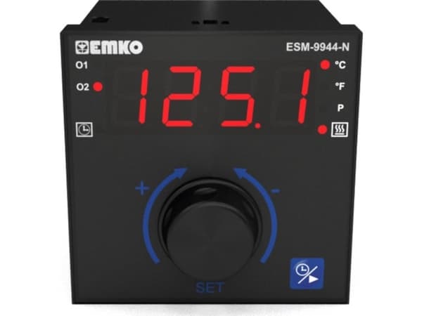 Emko ESM-9944-N 2-punkts, P, PI, PD, PID Temperaturregulator Pt100, J, K, R, S -200 till 1700 °C Relä 7 A, Relä 5 A (L x B x H) 96 x 96 x 96 x 96 mm