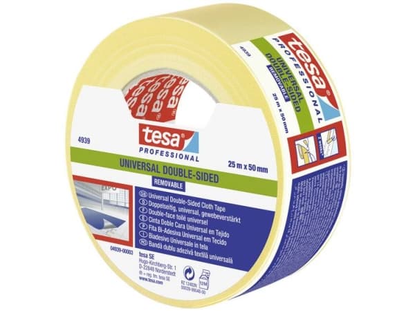 tesa UNIVERSAL REMOVABLE 04939-00003-11 Tæppelægningstape tesa® Professional Hvid (L x B) 25 m x 50 mm 1 stk