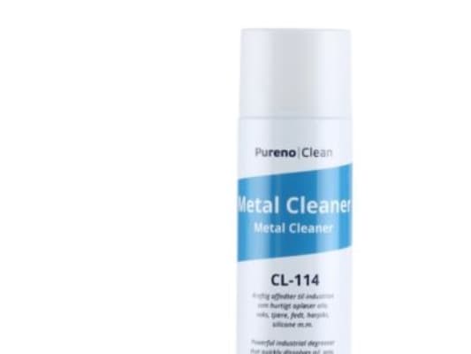 Metal Cleaner 500ml spray. Drivmiddel kulsyre. Kraftig affedter til industrien som hurtigt opløser olie, voks, tjære