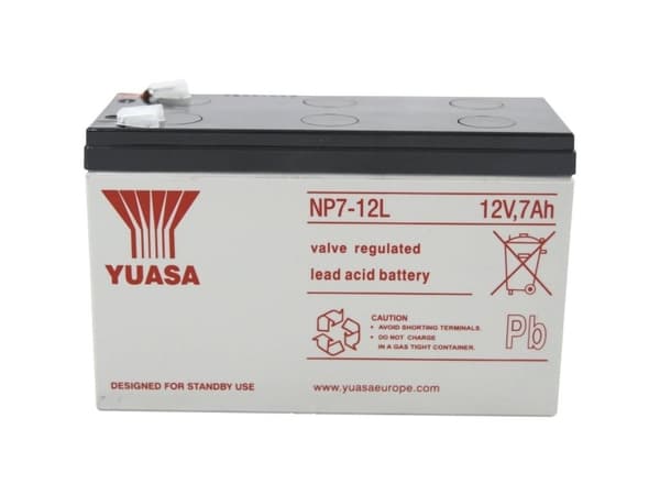 Yuasa NP7-12L, Forseglet blysyre (VRLA), 12 V, 1 stykker, 7000 mAh, 2,2 kg, 65 mm