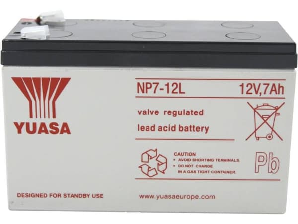 Yuasa NP7-12L, Forseglet blysyre (VRLA), 12 V, 1 stykker, 7000 mAh, 2,2 kg, 65 mm