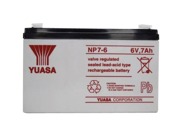 Yuasa NP7-6, Forseglet blysyre (VRLA), 6 V, Hvit, 7000 mAh, 1,26 kg