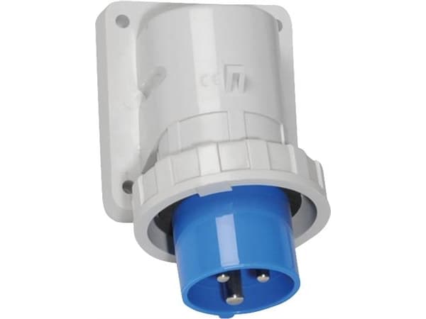 BALS CEE Panel indtag H6 230V 16A 3 polet IP67, Farve blå RAL 5015, Skrueklemmer. Laippa 74x84 mm. Kiinnityskeskukset 58x64 mm