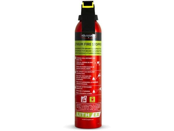 Housegard LITH-EX slukkespray AVD på 500 ml. Slukker brande i lithium-ion-batterier.