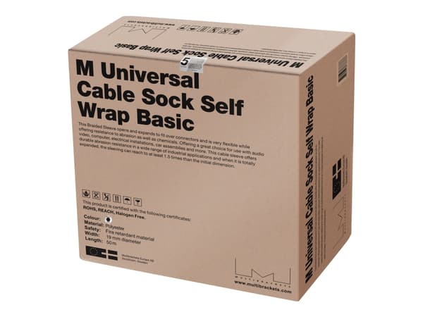 Multibrackets M Universal Cable Sock Self Wrap Basic - Kabelsocka - 50 m - svart